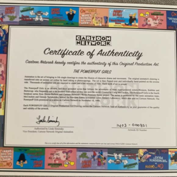 Powerpuff Girls Original Production Animation Cell-Signed by Craig McCracken - Picture 2 of 3